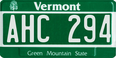 VT license plate AHC294
