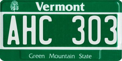 VT license plate AHC303
