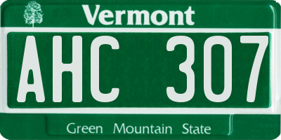 VT license plate AHC307