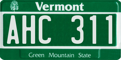 VT license plate AHC311