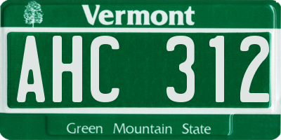 VT license plate AHC312