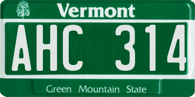 VT license plate AHC314