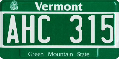 VT license plate AHC315