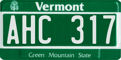 VT license plate AHC317