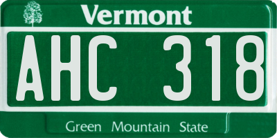 VT license plate AHC318