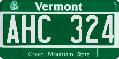 VT license plate AHC324