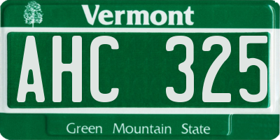 VT license plate AHC325