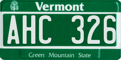 VT license plate AHC326