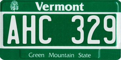 VT license plate AHC329