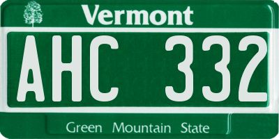 VT license plate AHC332