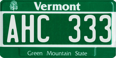 VT license plate AHC333