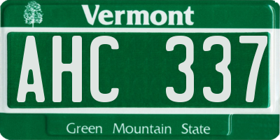 VT license plate AHC337