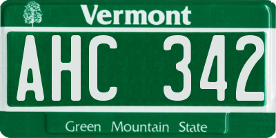 VT license plate AHC342