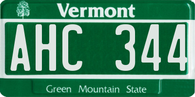 VT license plate AHC344