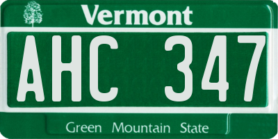 VT license plate AHC347