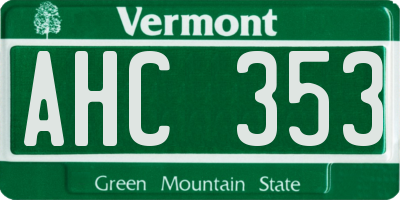VT license plate AHC353