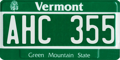 VT license plate AHC355