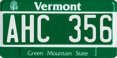 VT license plate AHC356