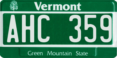 VT license plate AHC359