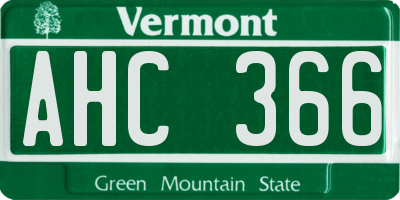 VT license plate AHC366