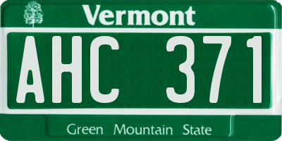 VT license plate AHC371