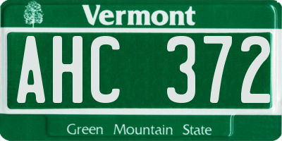 VT license plate AHC372