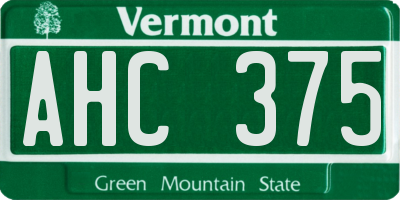 VT license plate AHC375