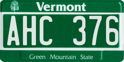 VT license plate AHC376
