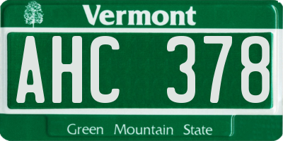 VT license plate AHC378