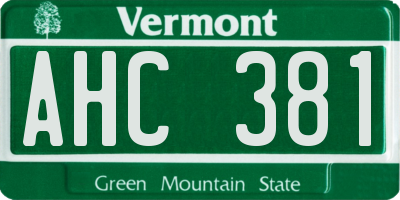 VT license plate AHC381