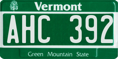 VT license plate AHC392