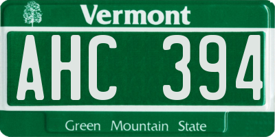 VT license plate AHC394