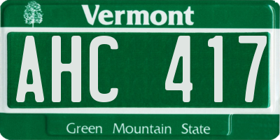 VT license plate AHC417