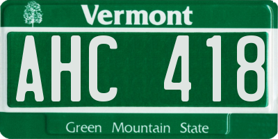 VT license plate AHC418