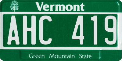 VT license plate AHC419