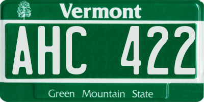 VT license plate AHC422