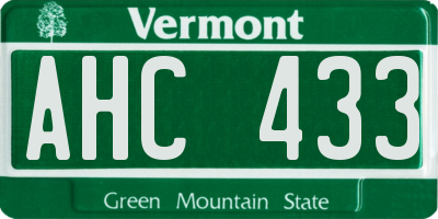 VT license plate AHC433