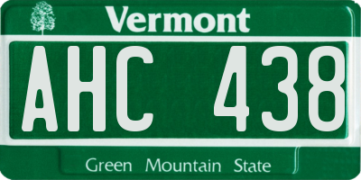 VT license plate AHC438