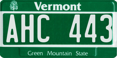 VT license plate AHC443