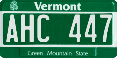 VT license plate AHC447