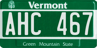 VT license plate AHC467