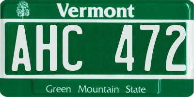 VT license plate AHC472