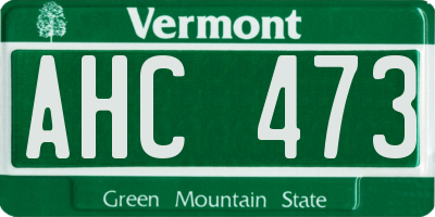 VT license plate AHC473