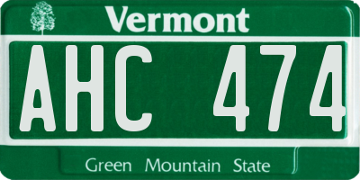 VT license plate AHC474