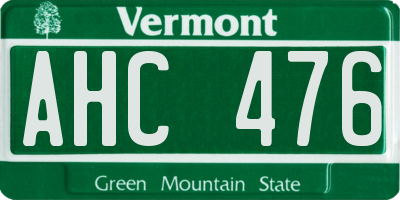 VT license plate AHC476