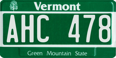 VT license plate AHC478