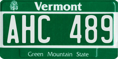 VT license plate AHC489