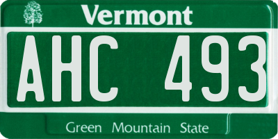 VT license plate AHC493