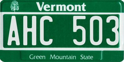 VT license plate AHC503