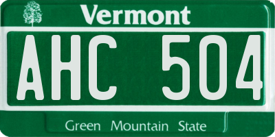 VT license plate AHC504